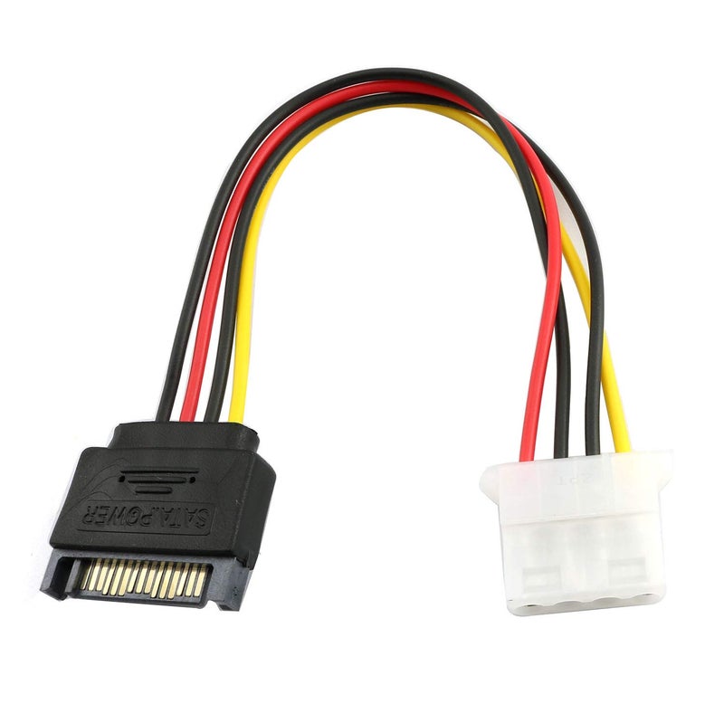 RLECS 2pcs SATA Male to IDE Molex 4Pin Female HDD Extension Power Adapter Cable 15 Pin 20cm for Serial ATA Hard Drives and CD ROM Drives - Image 2